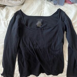 Free People Black Long Sleeve Crop Top